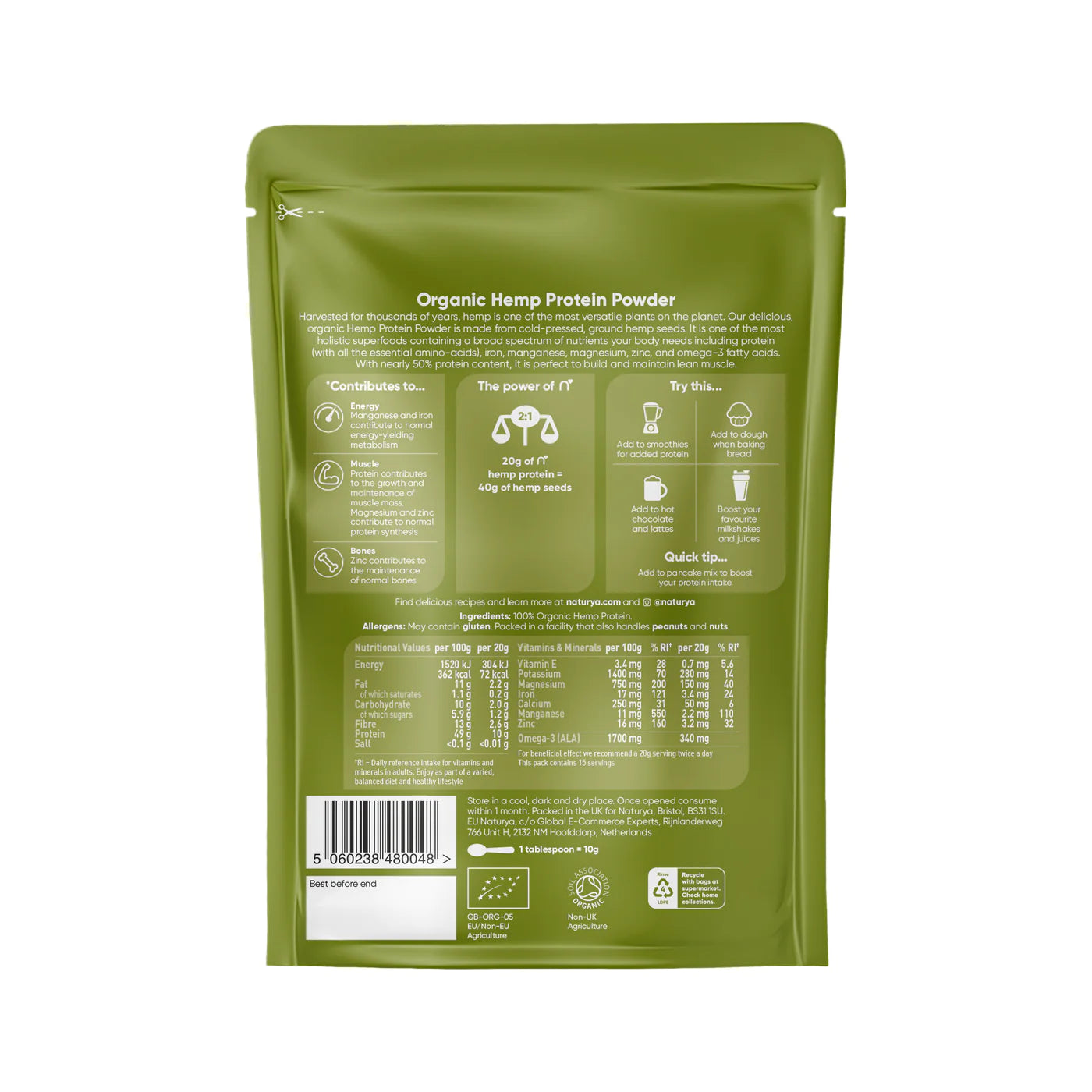 Bio Konopný Protein: Veganský a Bez Lepku - 100g