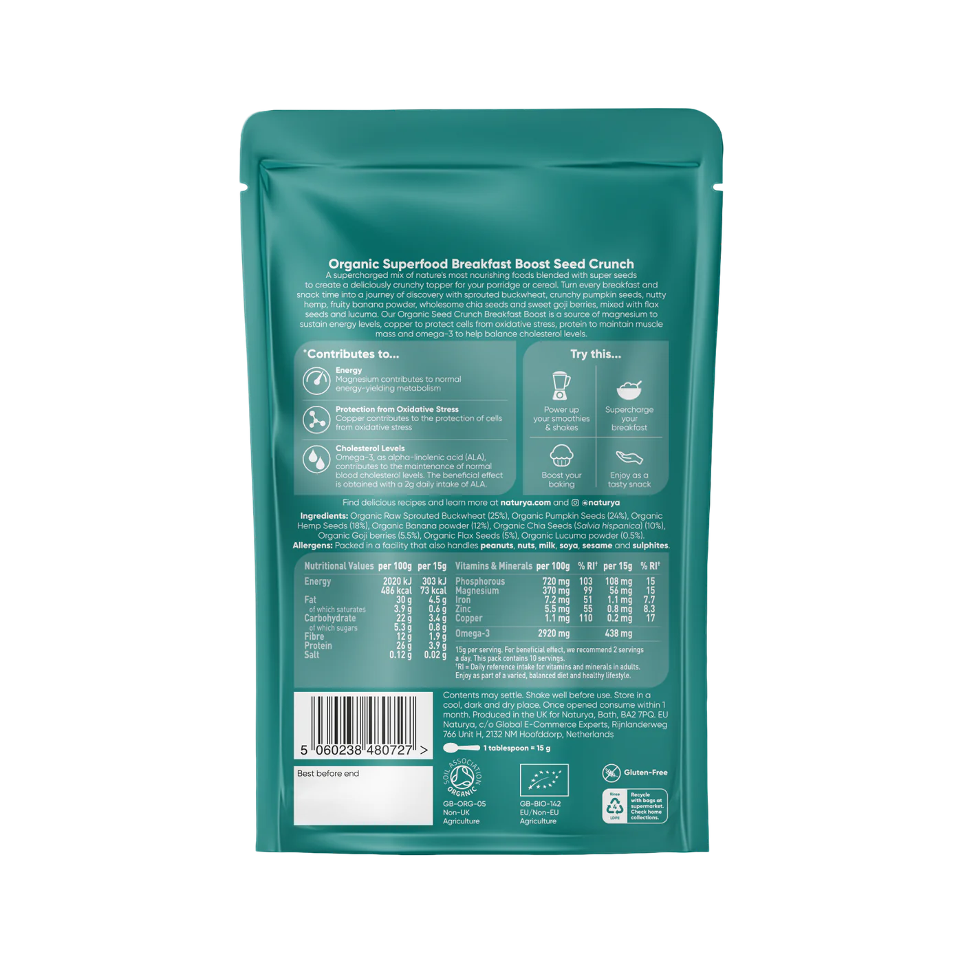 Superfood Snídaňový Mix: Omega-3, Bílkoviny, Bezlepkový - 150g