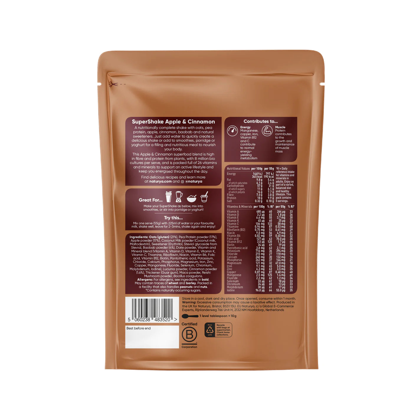 Proteinový Shake Jablko-Skořice: Bezlepkový a Nízkokalorický, 275g