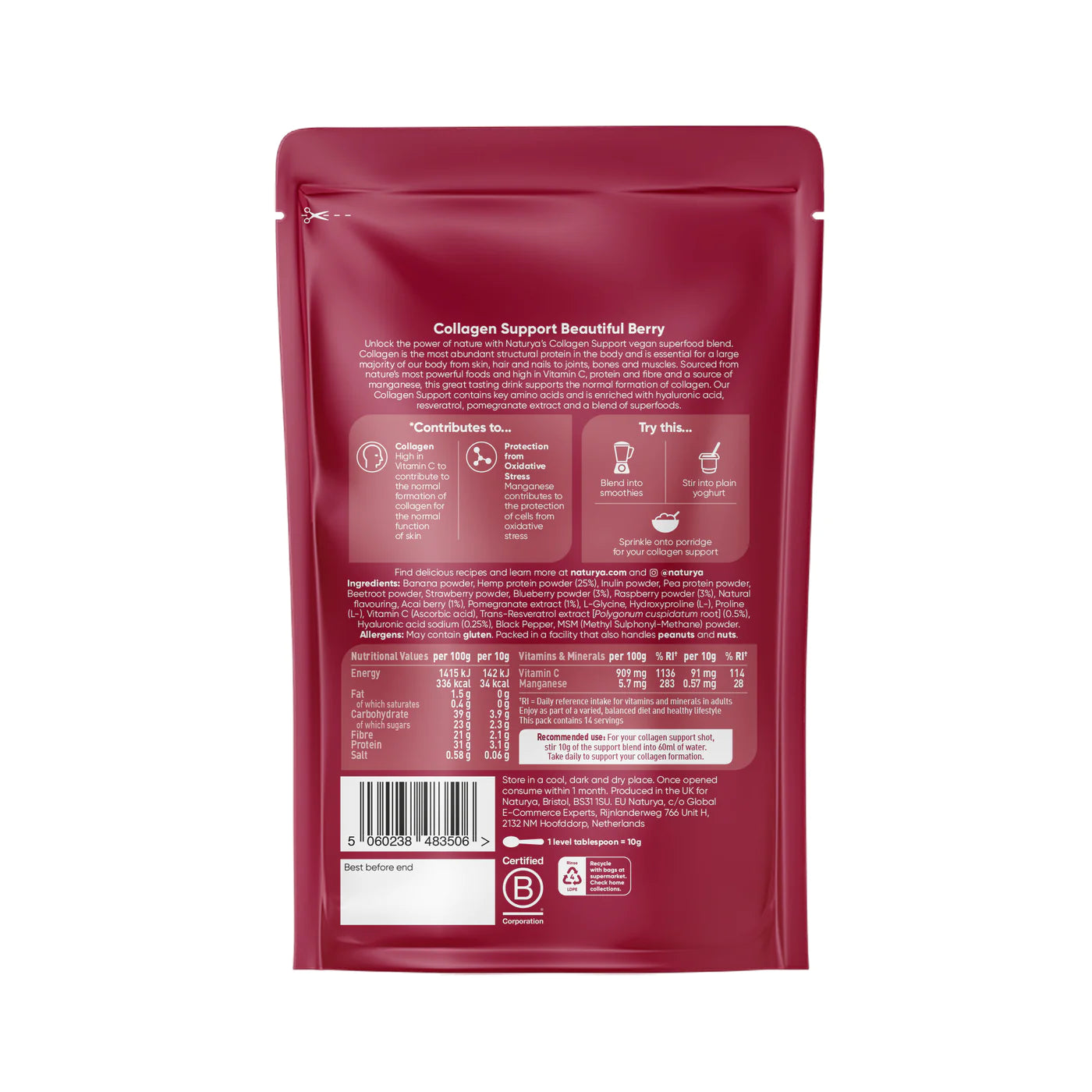 Kolagen Booster 140g - Pro Plet, Vlasy, Nehty s Vitamínem C a Hyaluronem