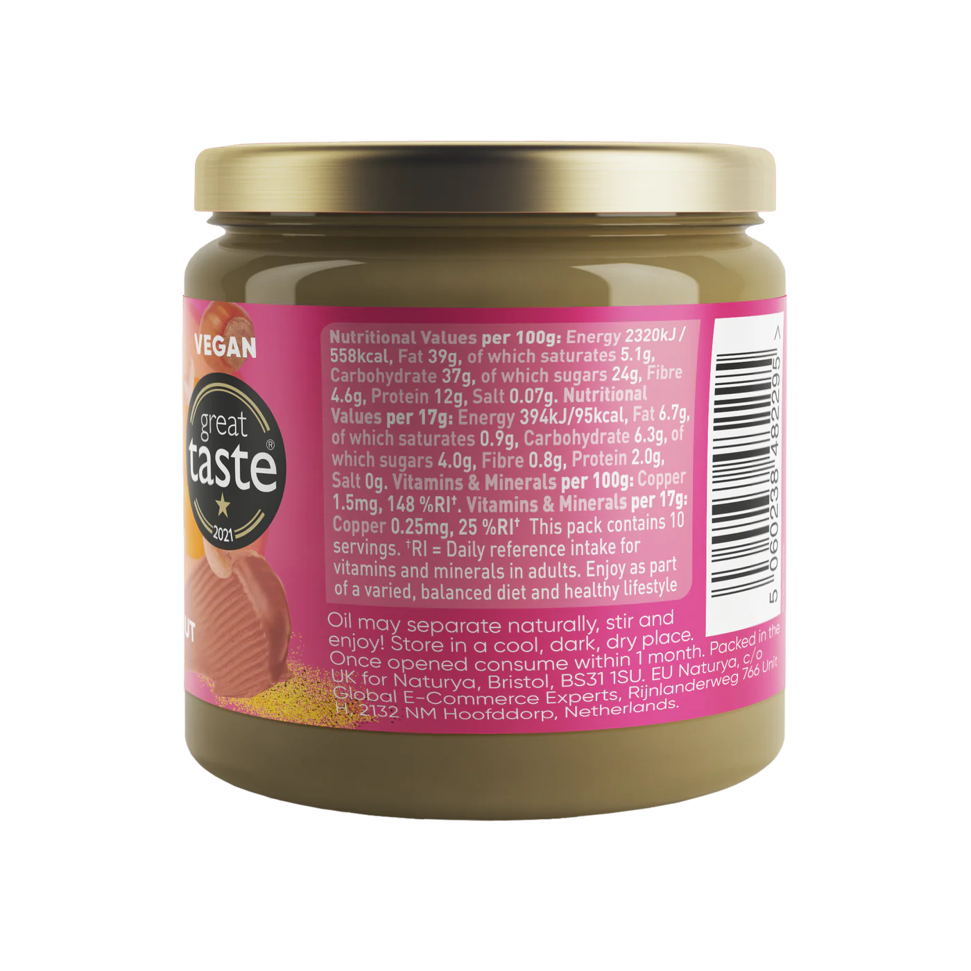 Bio Kešu a Lískový Ořechový Krém: Veganský, Bez Lepku - 170g