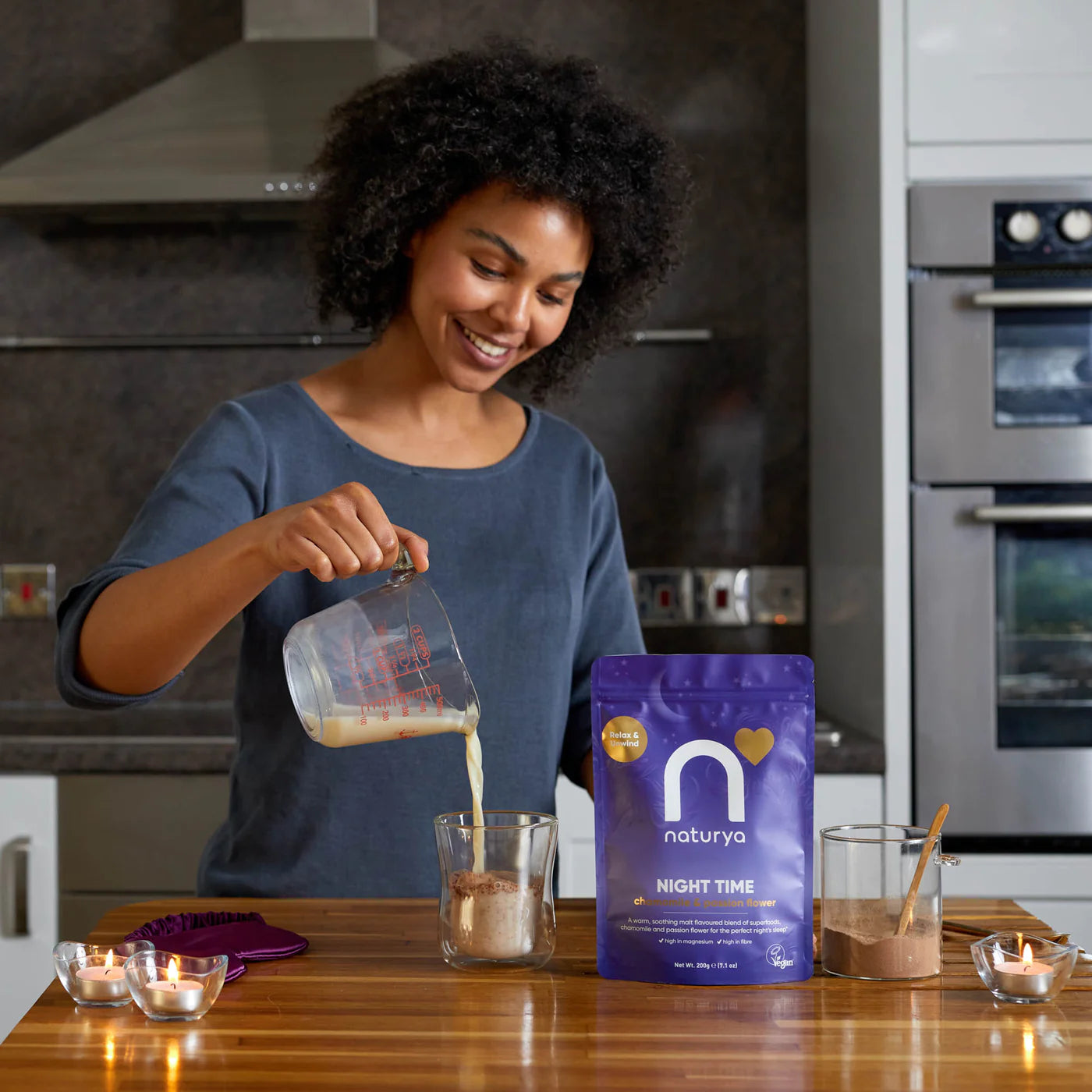 Uklidňující Noční Nápoj s Heřmánkem a Kakaem - Podpora Spánku, Bohatý na Hořčík - 200g