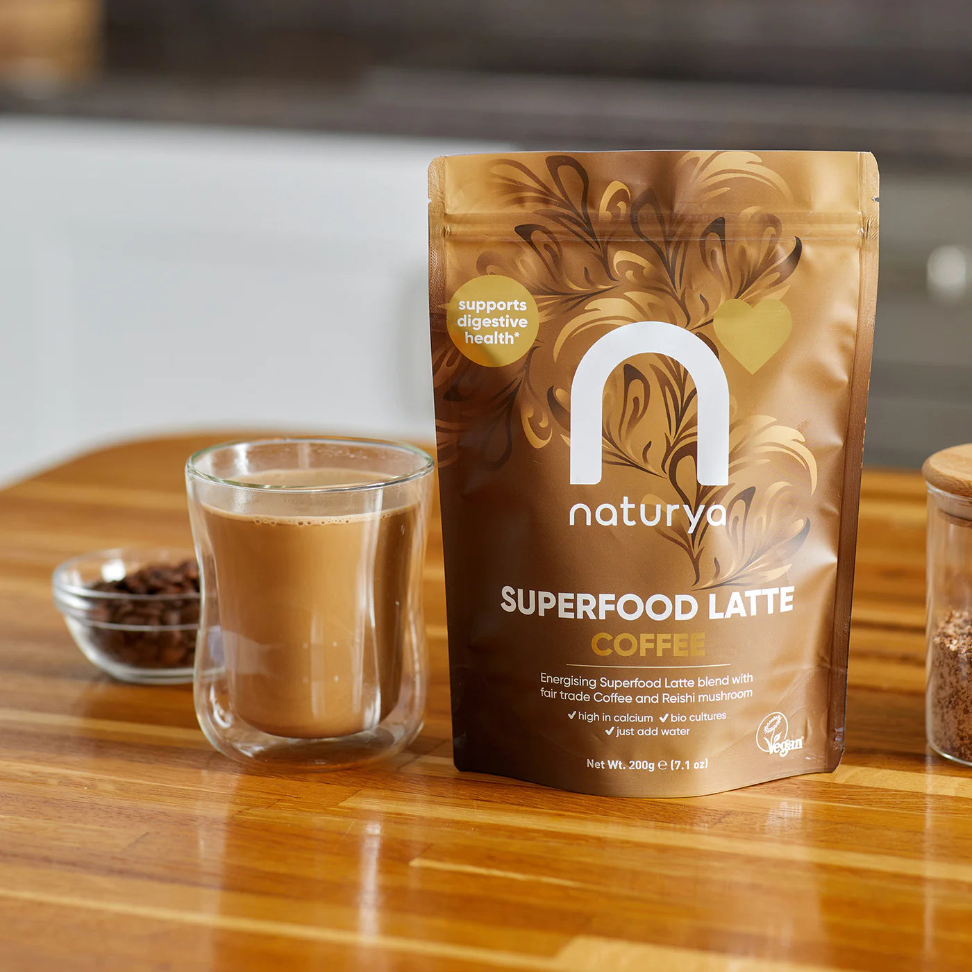 Veganský Superfood Latte s Fair Trade Kávou a Reishi - 200g